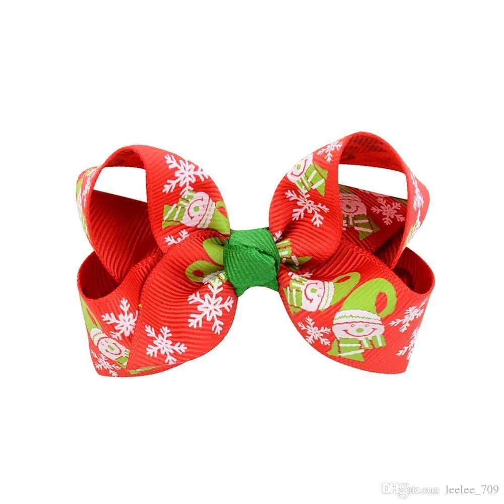 Christmas Baby Girls Hair Clips 3 pouces Grosgrain Ribbon Bows With Clips Childrens XTMAS ACCESSOIRES DE COURT