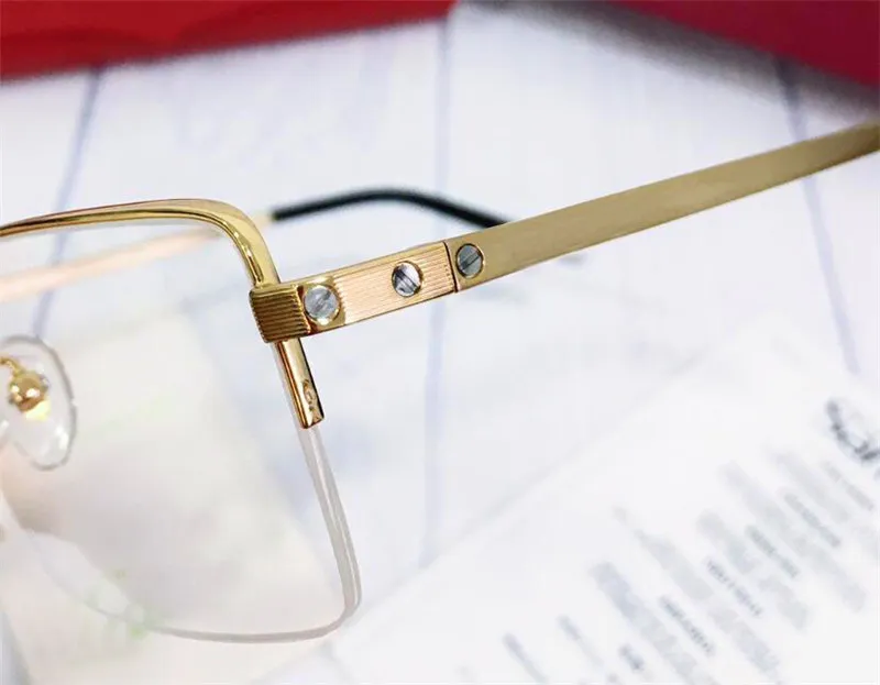 Mode lunettes entières en métal demi-monture vis jambes rondes lunettes optiques hommes classique simple style d'affaires CT00870184z