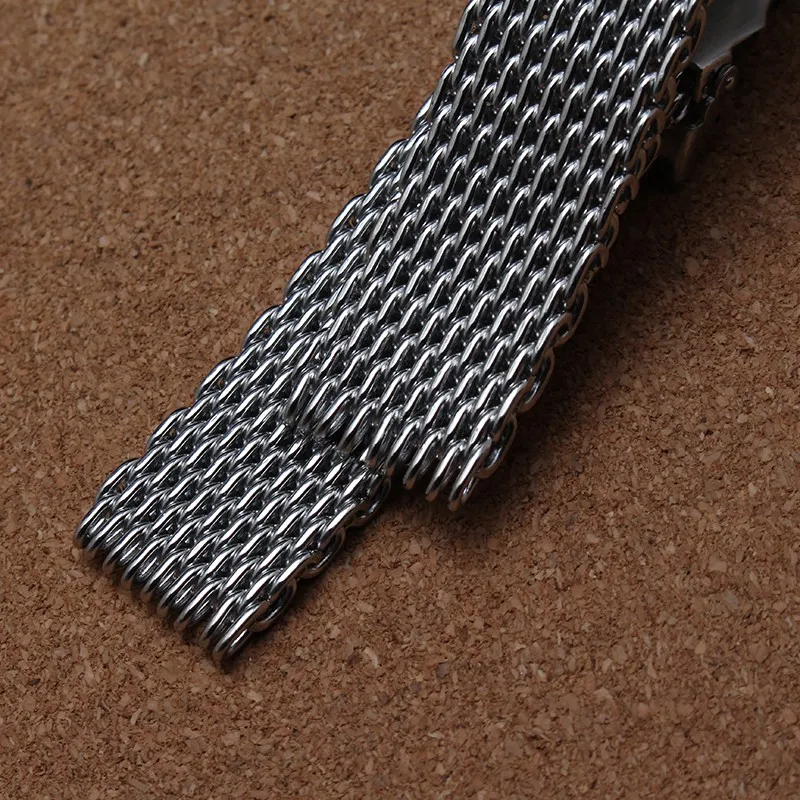 Bracelets de bracelet de montre en maille de requin, boucle de sécurité d'extrémité spéciale 18mm 20mm 22mm 24mm, les bracelets de montre ne peuvent pas être ajustés en longueur pour les hommes hours253J