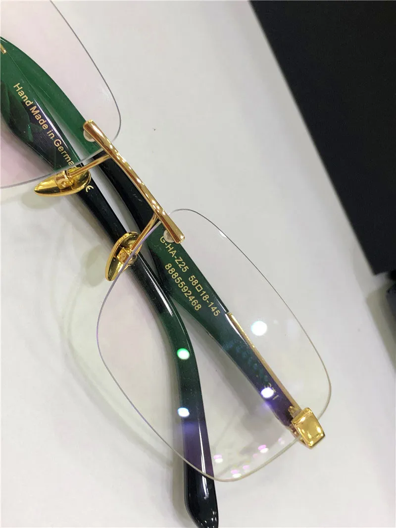 ファッション処方眼鏡アーティストI Rimless Frame透明な脚光学メガネ透明レンズM314Rのシンプルなビジネススタイル