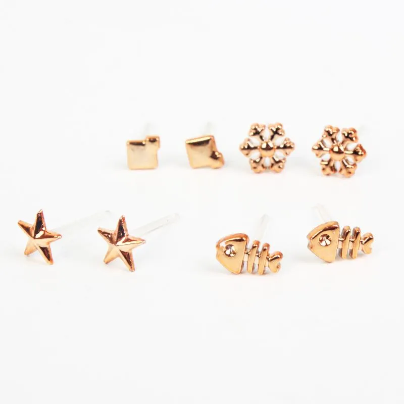 Stud set Gold Silver Color Small Earrings Sets For Women Girls Metal Alloy Geometric Star Round Earring Jewelry Brincos1244m