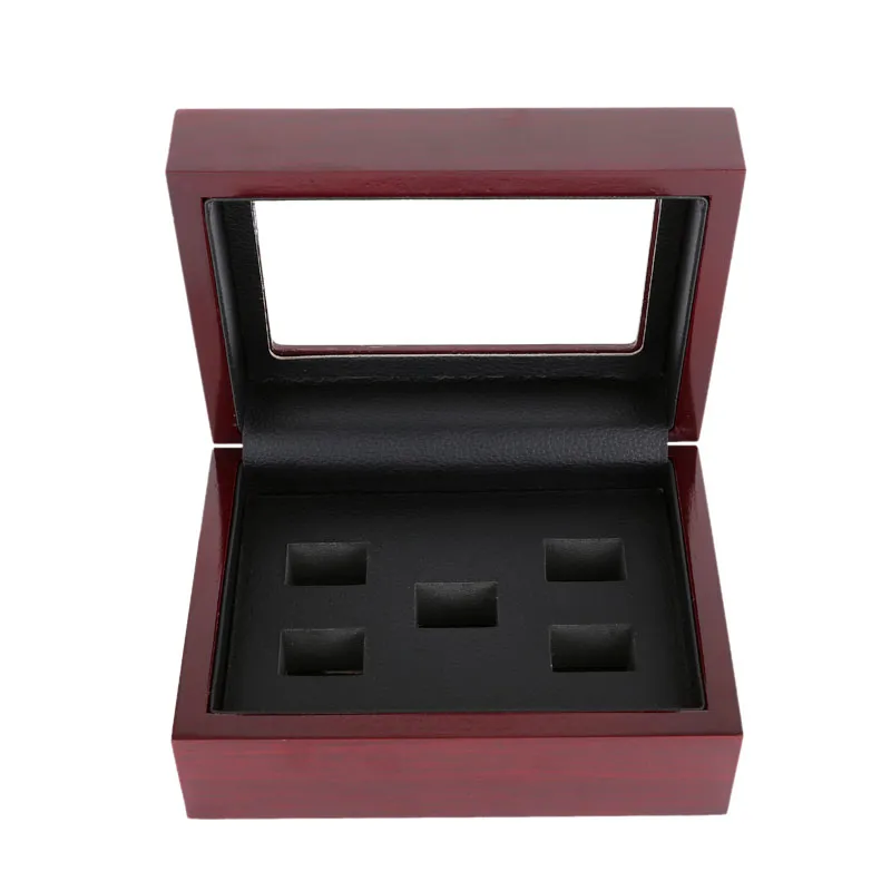 Boîte de rangement en cuir PU rouge noir, boîte en bois, organisateur Portable 12x16x7cm, étui à 2-9 trous, anneau de sport de championnat 254g