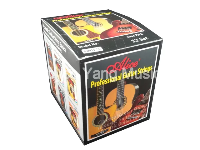 12 conjuntos de alice aw432p strings de guitarra acústica com revestimento de cobre colorido com revestimento de cobre, caixa de papel de papel integral 7895028