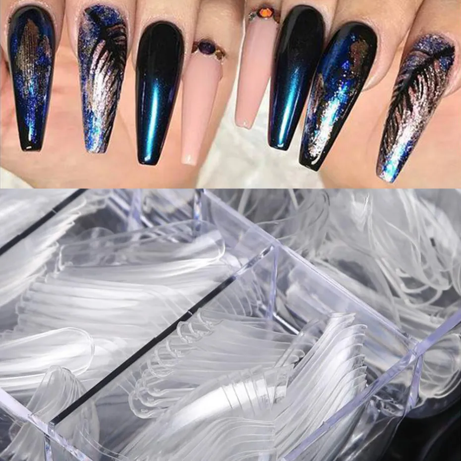 False Nail Tips Clear Natural Artificial Fake Tip Nails Art Practice Display Design UV Gel Manicure Tools CH16257661447