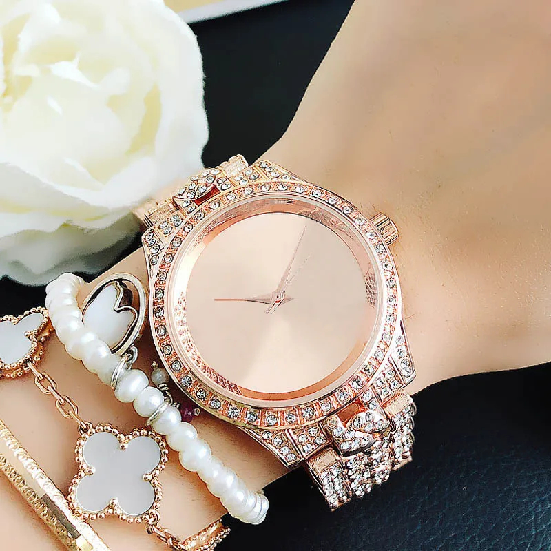 Fashion Band Watches women Girl Big letters crystal style Metal steel band Quartz Wrist Watch M103228P