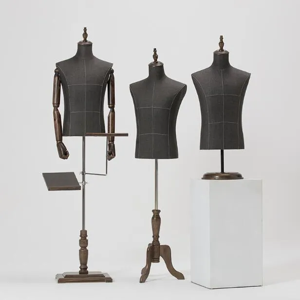 Mode Mannelijke mannequin lichaam halve lengte model pak broek beugel display kledingwinkel hout dase Verstelbare hoogte diy xiai212Y