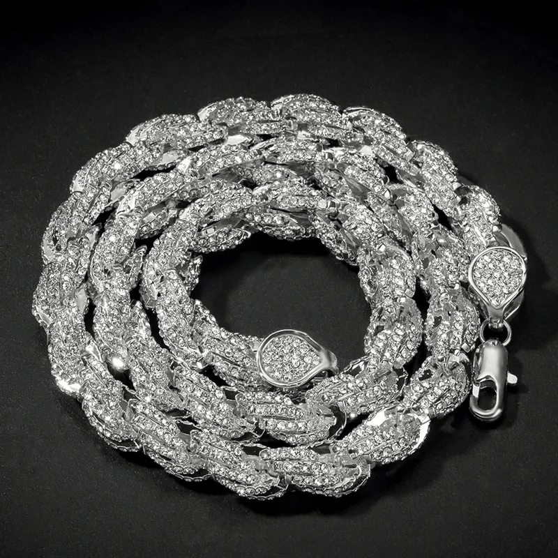Colliers chaînes glacées pour hommes, bijoux Hip Hop, or Rose, chaîne en argent, 290Q