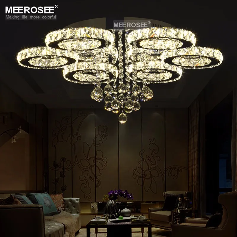 Modern Crystal Chandeliers Light Diamond LED Taklampor för mats vardagsrum Ring Circle Lustres Lamparas de Techo Home Indoo286G