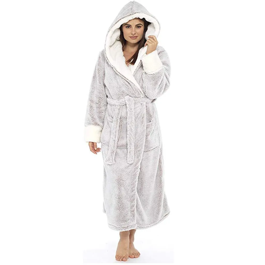 Женский халат хлопок халат ночное платье женские зимние удлиненные короллин плюшевые шали халат с длинными рукавами халаты пальто # 4 y200425
