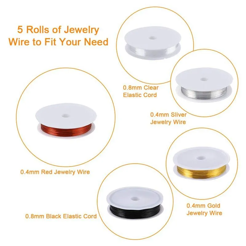 Kit d'emballage de fil de fournitures pour la fabrication de bijoux, avec outils de perles, fil d'aide, résultats et pendentifs 241B