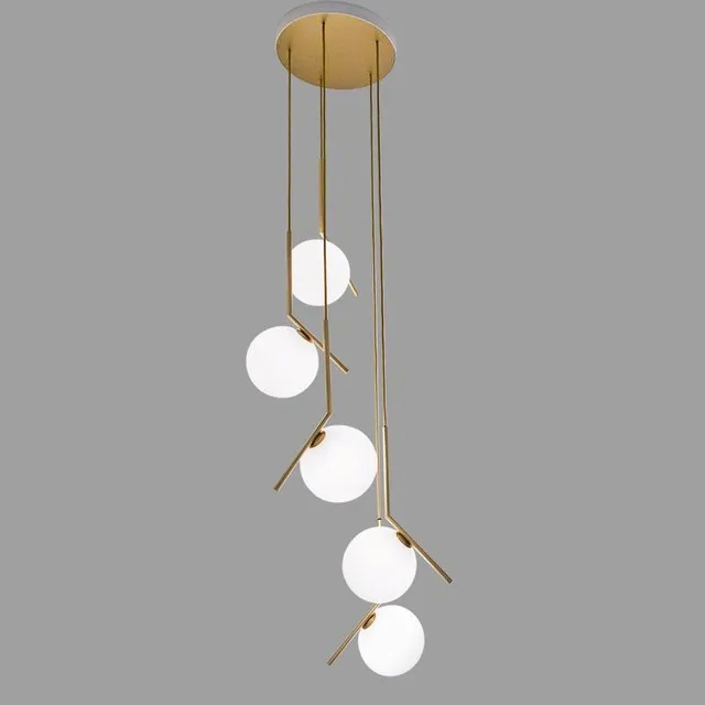 Современные длинные лестничные светильники, креативная лампа для гостиной, виллы, украшение в виде волшебных бобов, стеклянный шар, обеденный подвесной светильник 213l