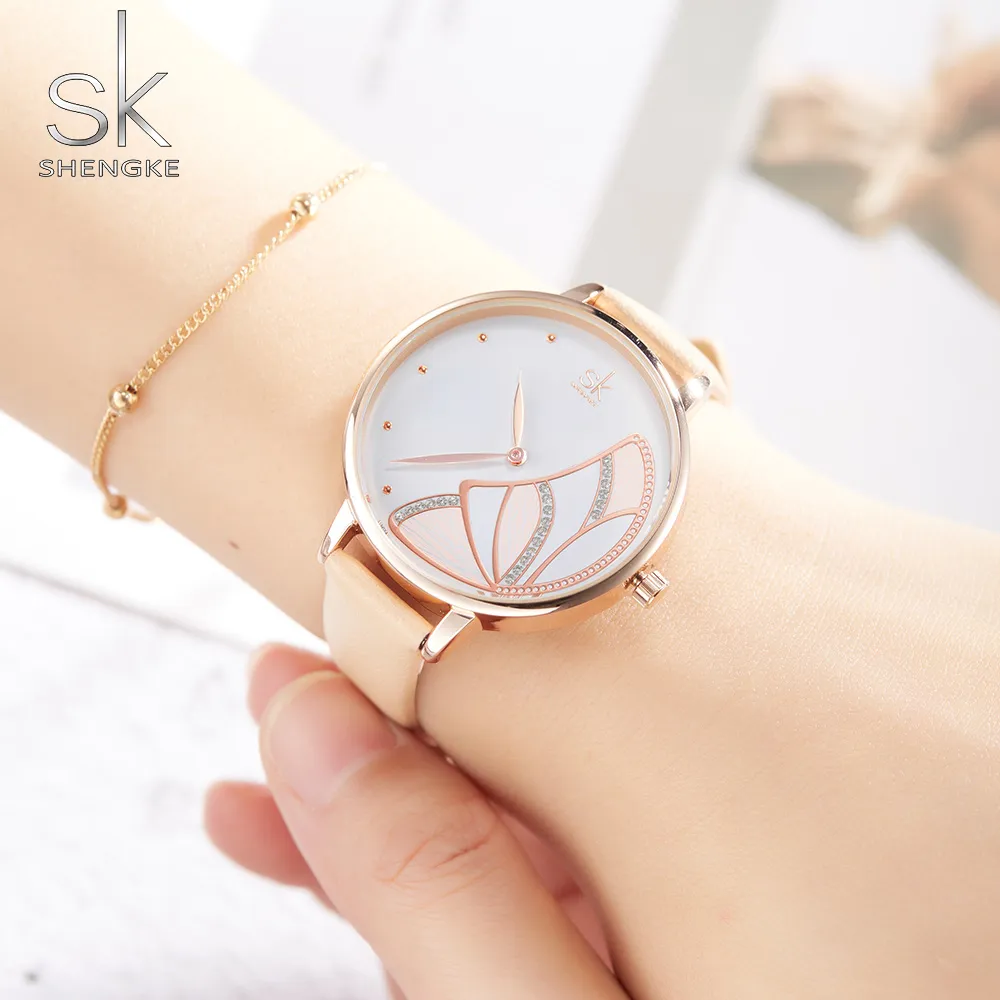 Shengke nuove donne orologio di marca di lusso semplice orologio al quarzo impermeabile da donna orologio da polso moda femminile orologi casual orologio reloj mujer297d