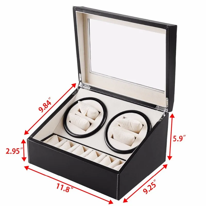 Cuir PU automatique 4 6 montre remontoir rotateur mallette de rangement présentoir organisateur fonctionnement silencieux Rotation automatique tous les Aspects302y