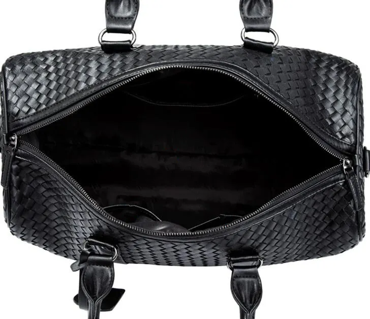 Intera fabbrica di borse da uomo intrecciate a mano borse nere classiche borse da viaggio in pelle intrecciata viaggi all'aperto borse in pelle fitness178n