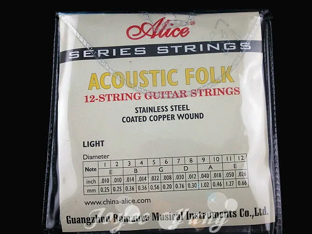 3 zestawy Alice A2012 12 String Acoustic Guitar Guitar Strings Pokołowany ze stali ze stali nierdzewna rana miedziana 1st12 ciągi 8229483