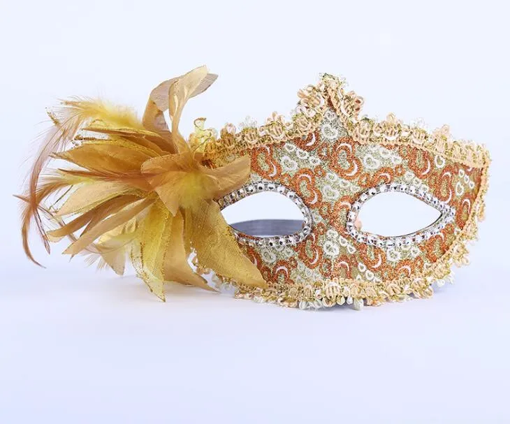 Máscara de flores de fiesta Mascarada veneciana de Halloween QERFORMANCE Parche de cuero para fiesta Máscara de encaje rosa dorado GB4183076