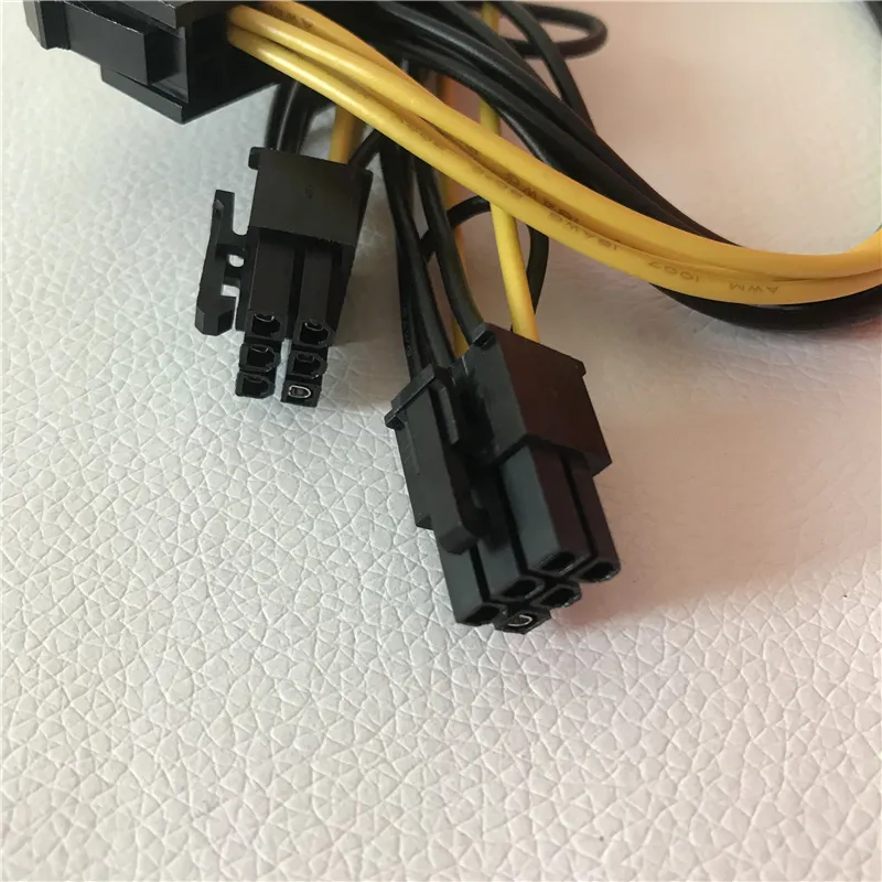 PC PSU ATX 24-pin female to dual PCI-E 6-pin male converter adapter GPU power cable cord 18AWG 30cm jumper starter