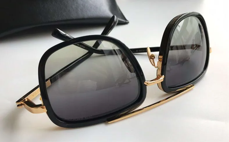الرجال غير اللامعين الأسود الذهبي مربع نظارة شمسية رمادية الظلال العدسات Sonnenbrille نظارة شمسية عتيقة العين جديدة مع box241r
