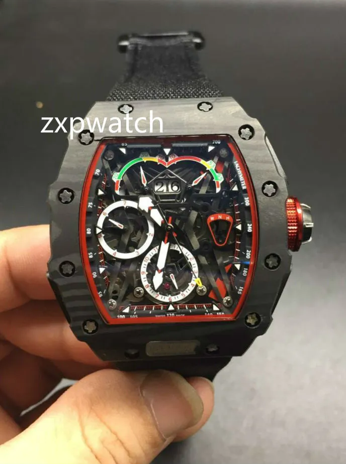 Luxry New 50-03 Watch McLaren F1 szkieletowy rozkładka automatyczna mechaniczna 50-03 Zegarek Męski Zegarek Czarny włókno węglowe gumowy pasek nylonowy WA225W