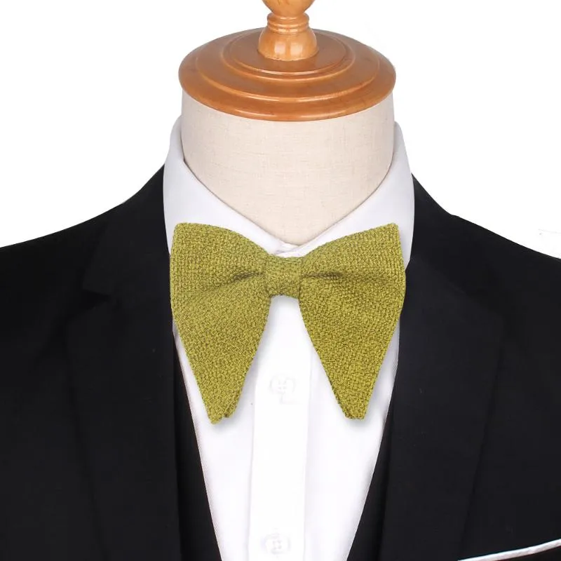 Męski Velvet Vintage Mower dla mężczyzn kobiety Tuxedo Solidny kolor Big Bowtie Bowknot Dorosły Mens Bowties Cravats Żółty krawat12648