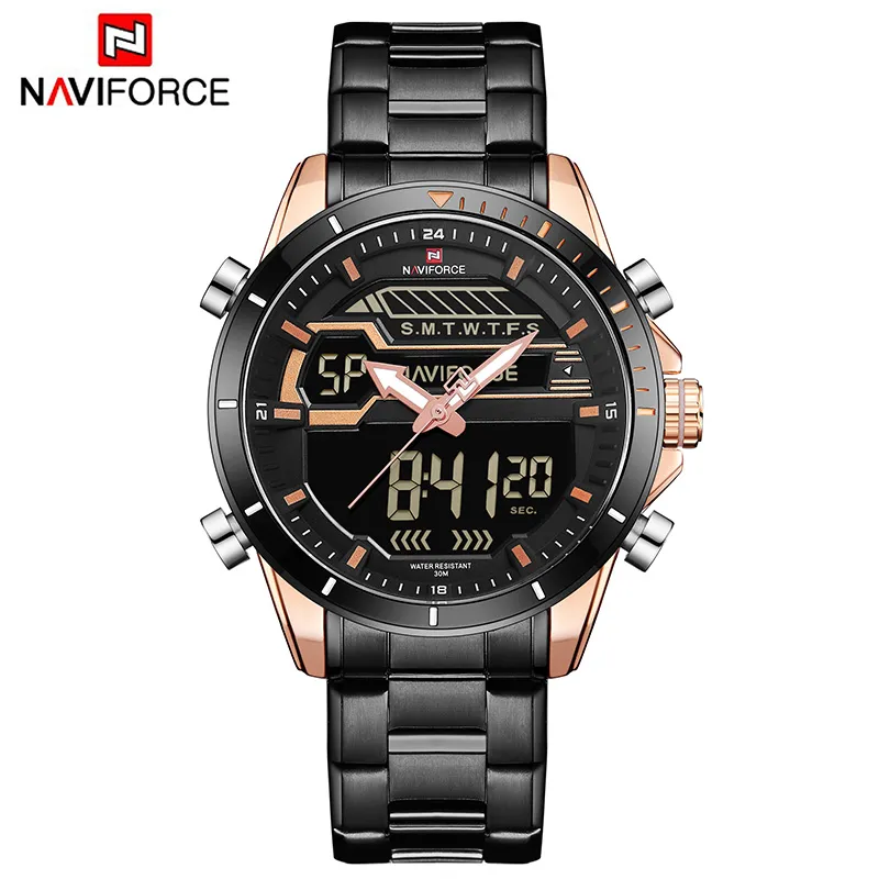 NAVIFORCE мужские часы лучший люксовый бренд мужские спортивные часы мужские кварцевые светодиодные цифровые часы мужские водонепроницаемые армейские военные наручные Wat265N