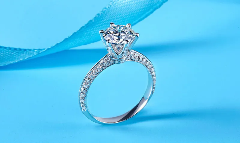 100% оригинальные твердые обручальные кольца из стерлингового серебра 925 пробы, ювелирные изделия, 1 карат с бриллиантом CZ, обручальные кольца для женщин XR279284B