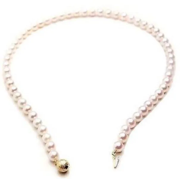 8-9mm Natural South Seas White Pearl Necklace 18inch 14K Gold Clasp221c