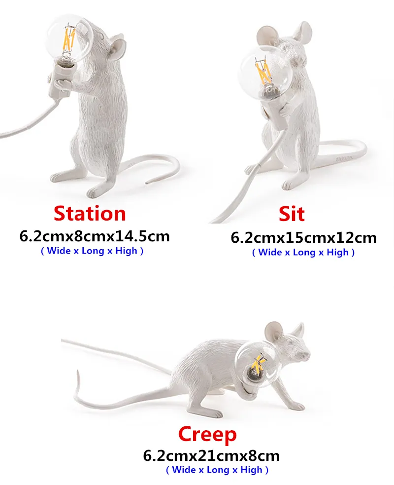Creatieve hars Rat muis tafellampje kleine mini muis schattige led nachtlichten thuis decor bureau lichten bed lamp eu au us uk 281p