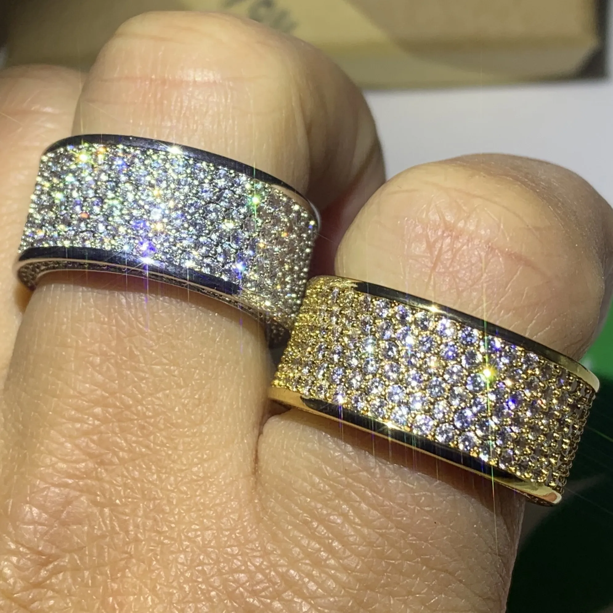 Choucong Sparkling Luxury Jewelry 10ktホワイトゴールドフィルパーブマイクロサファイアCZダイヤモンドジェムストーンウェディングサークルバンドリング215z