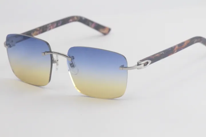 Фабричные оптовые продажи Мраморные фиолетовые солнцезащитные очки без оправы 8300816 Классические пилоты в металлической оправе простой досуг Дизайнерские мужские W260z