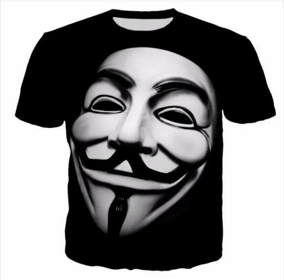 Newest Fashion Mens/Womans Vendetta Mask Summer Style Tees 3D Print Casual T-Shirt Tops Plus Size BB065