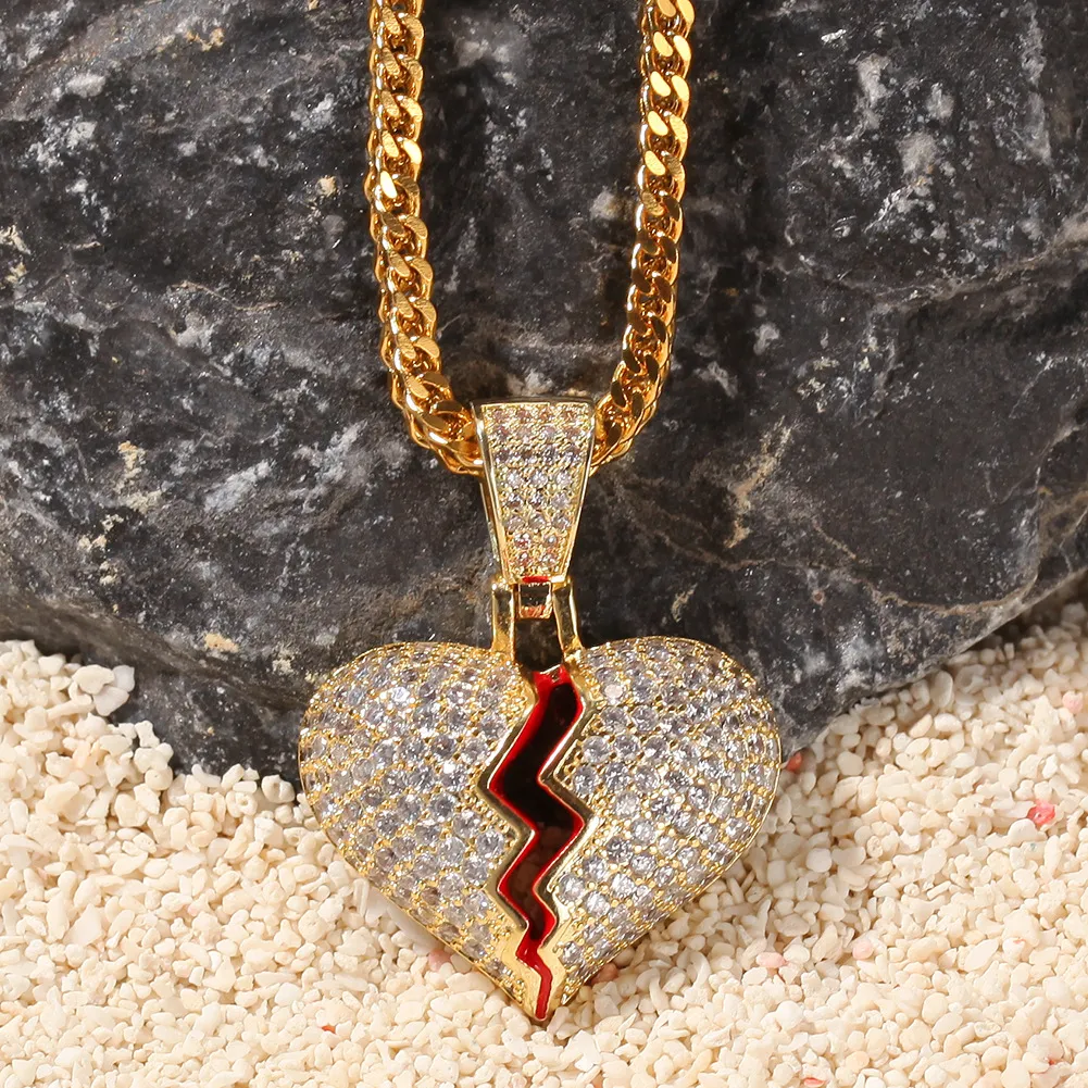 Ожерелье с подвеской в виде маленького сердца с веревочной цепочкой цвета: золото, серебро, кубический циркон, хип-хоп, Jewelry202N