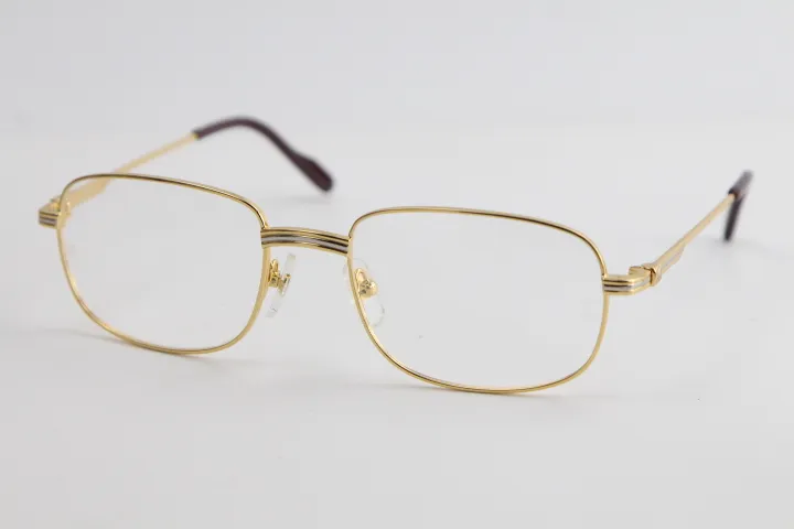 Высококачественные золотые оптические очки, мужские большие квадратные очки, женские дизайнерские классические очки с коробкой1947