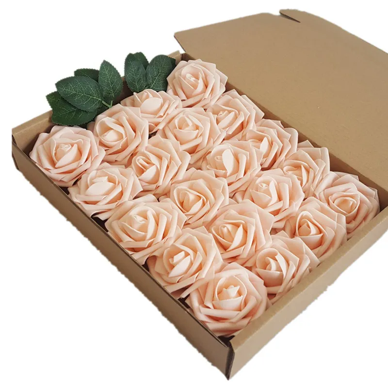 disponibles arche de fleurs bouquet de mariage tête de rose artificielle avec tiges en soie fausse fleur PE mousse rose décoration de voiture de mariage Weddin2009