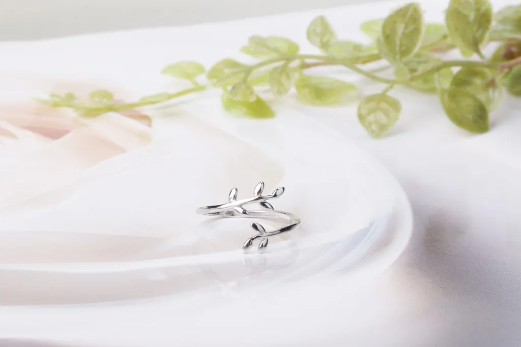 Olive Tree Branch Leaves Open Ring for Women Girl Wedding Rings Charms Leaf Rings Adjustable Knuckle Finger Jewelry Xmas Cheap 20P277g