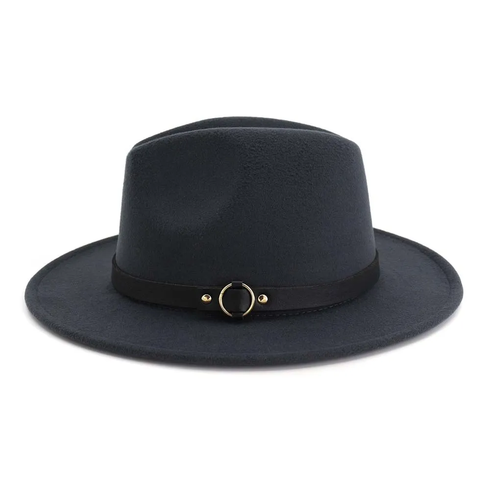 Mode nya män kvinnor fascinator filt hatt bred grim jazz fedora hattar med läderband svart panama trilby hatt fedora cap271e