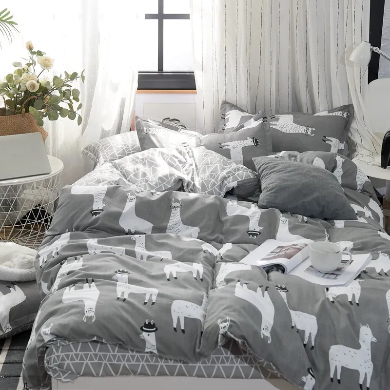 Designer Bed Comforters sätter sängkläder set av hög kvalitet reaktiva tryck sängkläder 4st vinter pastoral king size lyx sängkläder s1386889