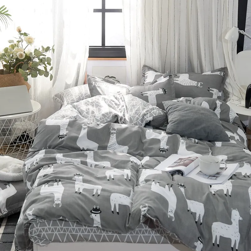 Designer -Bettdecke Sets Bettwäsche Set hochwertige reaktive Druckbettclähne Winter Pastoral Kingsize Luxus Bettwäsche S7477416