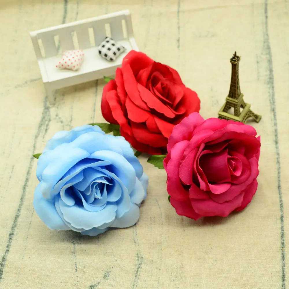 10CM Rose di seta accessori la decorazione della casa di nozze fiori vasi scrapbooking fai da te svendita fiori artificiali economici274e