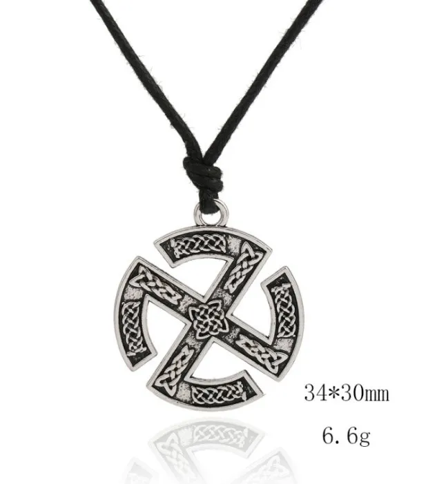 Vintage Viking-stijl ketting Runewiel symbool Amulet ketting Legering verstelbaar touw Necklace317Q