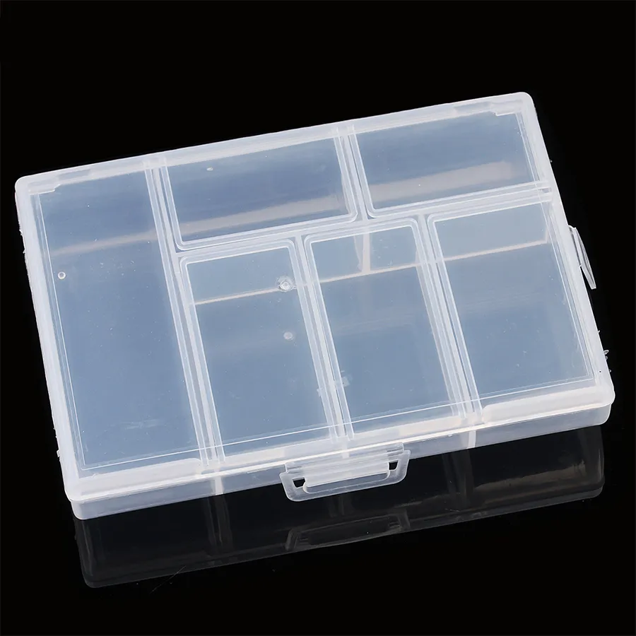 Plastik 6 Slots Schmuck Werkzeugkasten Organizer Lagerung Perlen Schmuckschachtel Neue Mode -Plastikverpackung Geschenkohrring253m