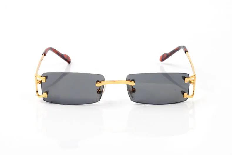 Nuovi occhiali da sole Sport di moda Leopardo lenti in lega in metallo oro lenti senza bordo Donne Atteggiamento vintage Atteggiamento di Buffalo Box Lunettes 249B 249B