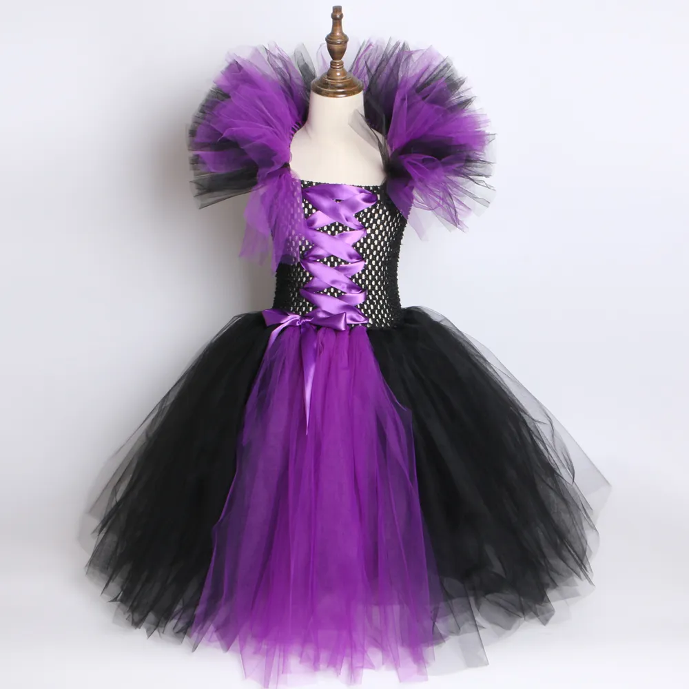 Maleficent Evil Queen Girls Tutu Dress Kids Halloween Dress Cosplay Witch Costumes Fancy Girl Party Dress Children Clothes 212Y T9408193