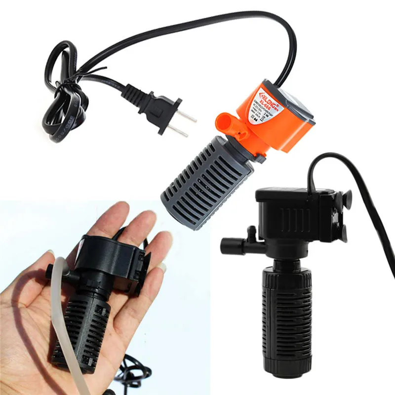 3 In 1 Silent Aquarium Internal Filter Submersible Oxygen Water Pump Sponge For Fish Tank Air Circulation Pump 3W 4