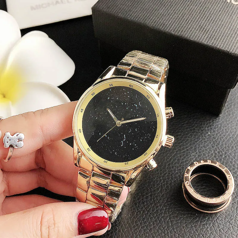 Fashion Band Watches women Girl Big letters crystal style Metal steel band Quartz Wrist Watch M 108242Q