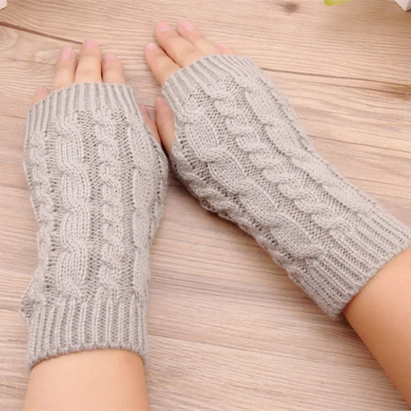 2020 зимние женские вязаные длинные перчатки унисекс без пальцев, теплые шерстяные варежки с половиной пальца, 12 пар слотов 4228703309f