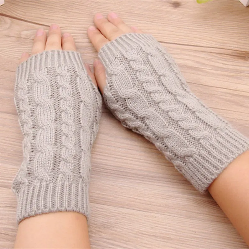 2020 Winter Unisex Frauen Fingerlose Gestrickte Lange Handschuhe Arm Wärmer Wolle Halbe Finger Fäustlinge lot4228703245H