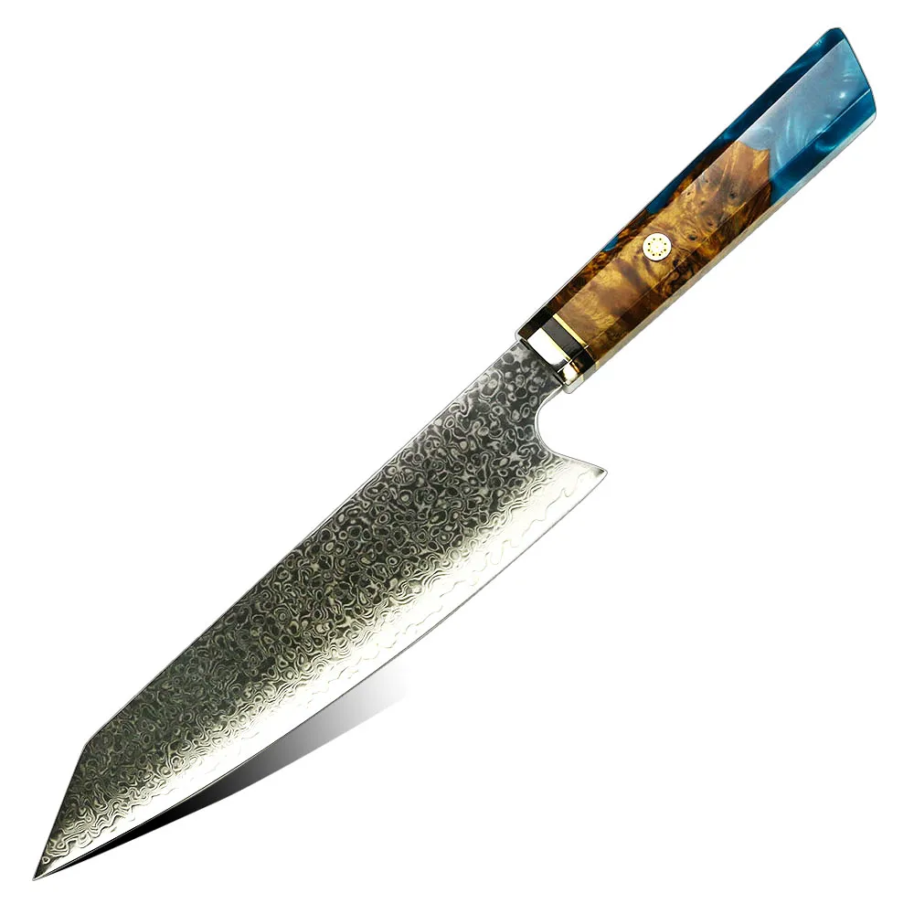 Szef Chef Knife 67 Warstwy Damaszek Stal 8 -calowe japońskie noże kuchenne ostre tasakowe plaster nóż gyuto wykwintna żywica epoksydowa Solifie6861021