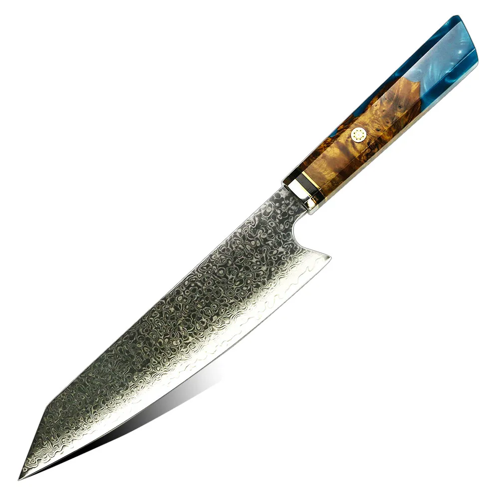 Szef kuchni noża 67 Warstwy Damascus Stala 8 -calowe japońskie noże kuchenne ostre tasakowe plaster nóż gyuto wykwintna żywica epoksydowa Solifie2779113