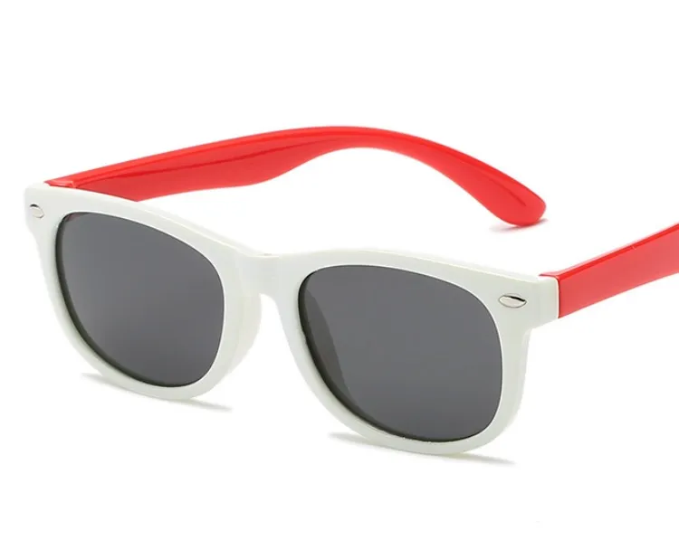Mais seguro silicone bebê óculos moda uv400 polarizado crianças óculos de sol cor jogo óculos de sol 18 cores whole275c